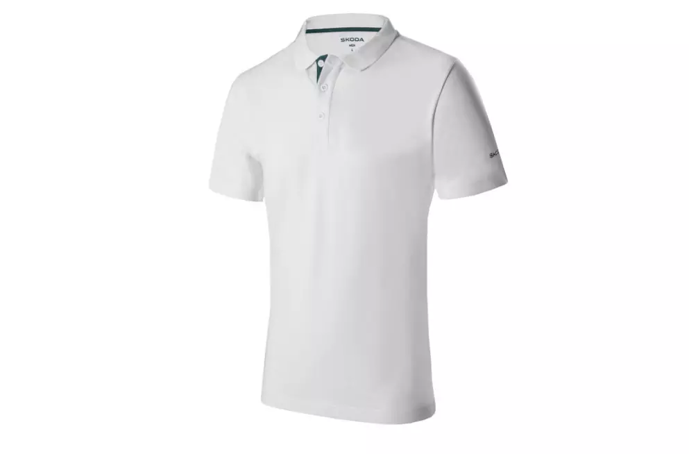 Tricou polo barbati alb (L) SKODA în Moldova