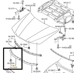 GARNITURA DE ETANS CAPOTA MOTOR P/T DREAPTA MAZDA 6 MPS GG