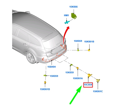 Кронштэйн датчика парковки зад. ford