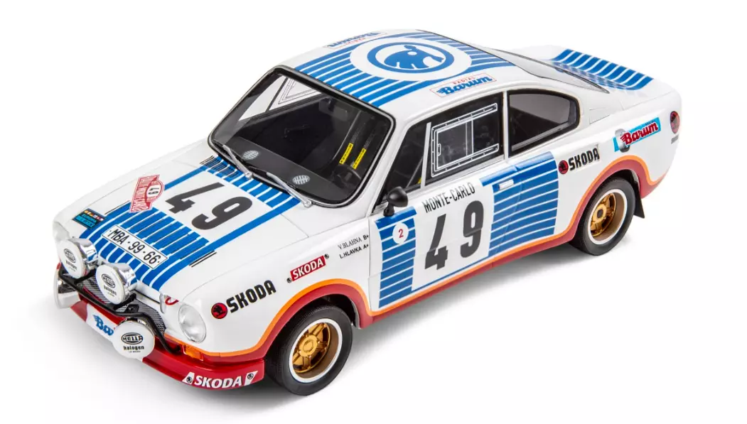 Miniatura Škoda 130 RS No.49 Rally Monte Carlo 1:18 white, blue