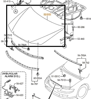 CAPOTA MOTOR Мazda 6 GG/GY (2005 -> )