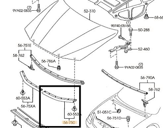 GARNITURA DE ETANS CAPOTA MOTOR P/T STANGA MAZDA 6 MPS GG