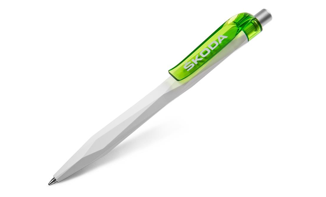 Шариковая ручка белая/зеленая Skoda
