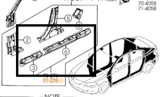 Усилитель Лев. Порога Кузова Mazda 3 BK (BP4K71130D)