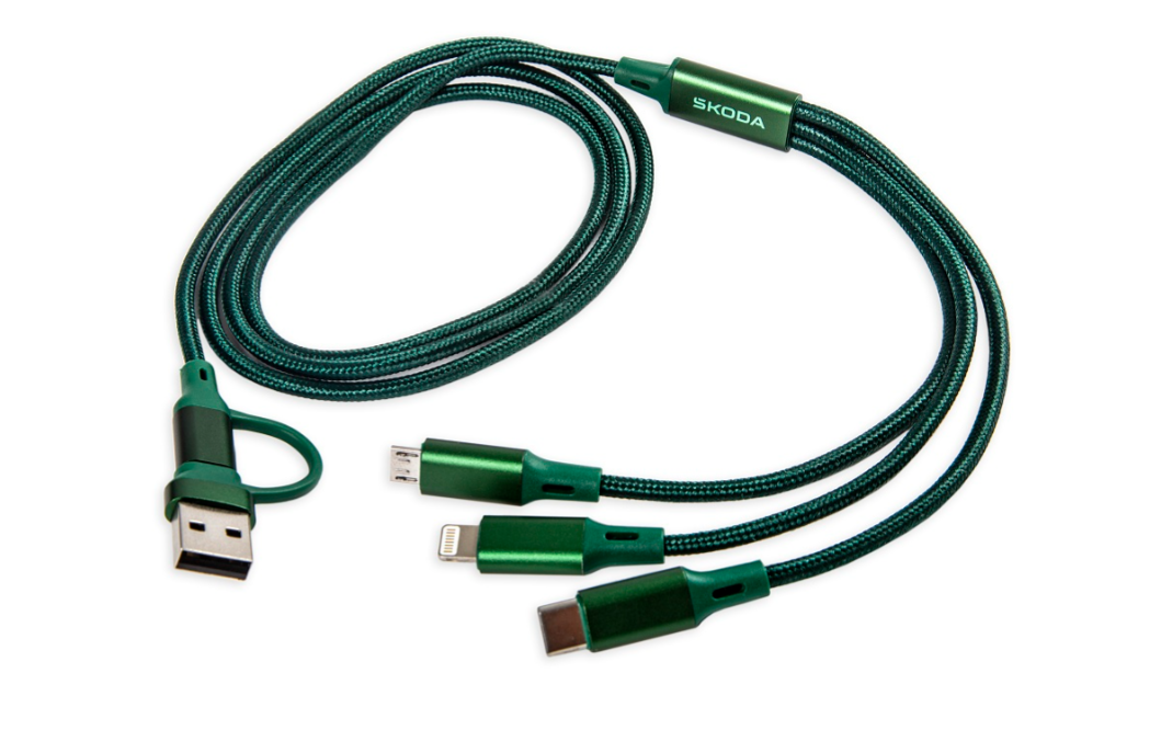 Cablu de încărcare USB 4 în 1 smarald ŠKODA